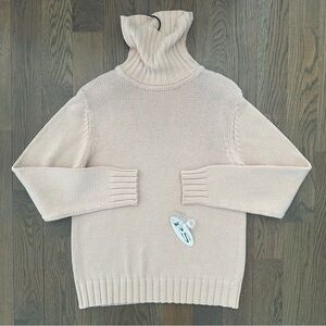 NWT Pure & Simple Chunky Cotton Turtleneck Sweater in Pale Pink Medium